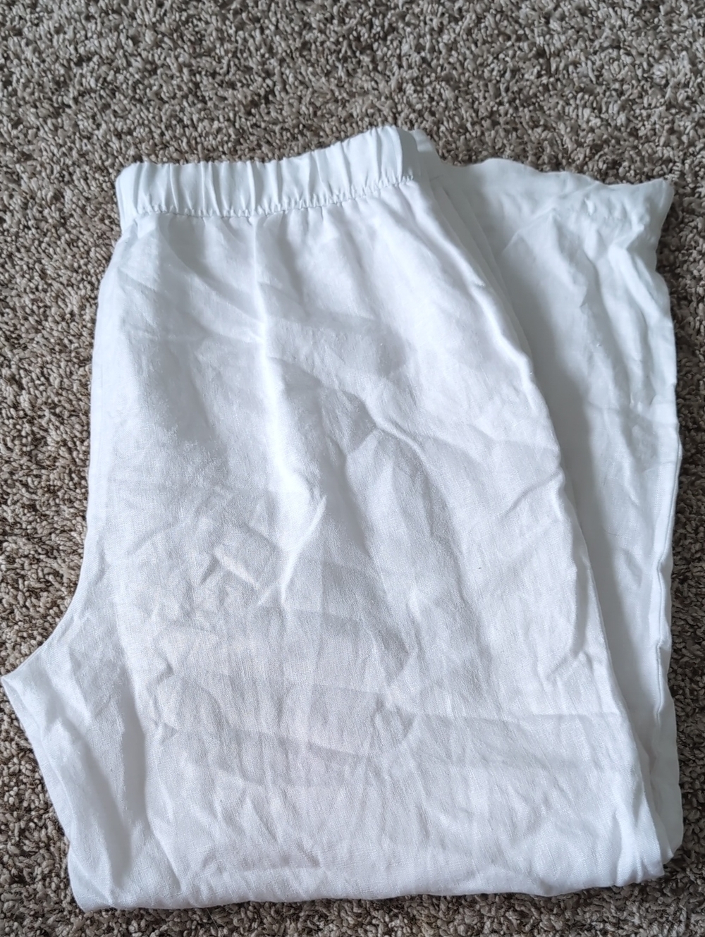 Chico's White Linen Pants With Back Elastic Waist M/8 (1)